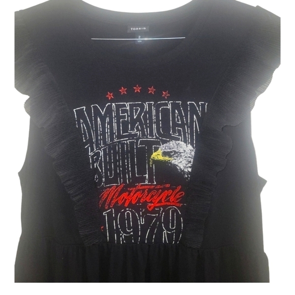 Torrid Women's Black Graphic Ruffled Trimmed T-shirt Dress Torrid Sz 2/18-20 - Picture 3 of 8